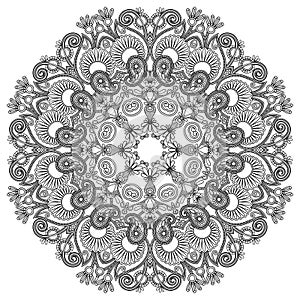 Black and white circle ornament, ornamental round