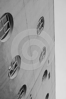 Black and white circle Windows of a building