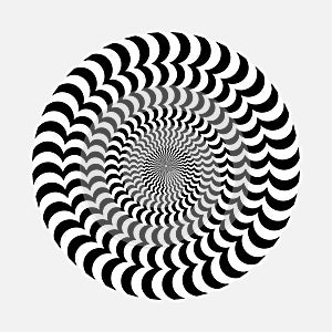 Black and white circles as background. optical illusion