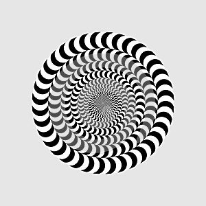 Black and white circles as background. optical illusion