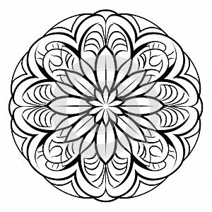 Black And White Circular Design Coloring Page