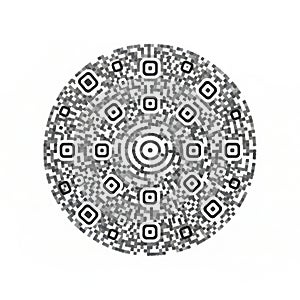 Black and white circular pattern isolated on white background