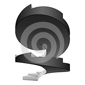 Black and white circular stairway isolated design concept