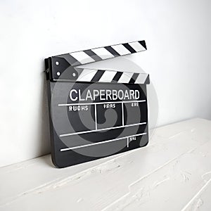 Black and White Clapperboard Isolated on White Background