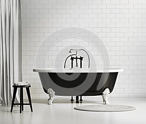 Black and white classic bathtub