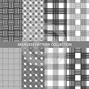 Black White Classic Line Zigzag Vector Abstract Geometric Seamless Pattern Design Collection