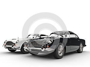 Black and white classic vintage cars