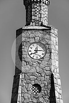Black and White Clock Tower in Daytona Beach Florida