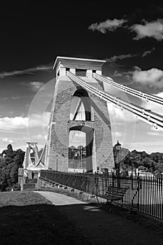 Black and White Closeup of Detail of Clifton Suspension Bridge, Bristol, Avon, England, UK