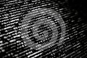 black and white code background
