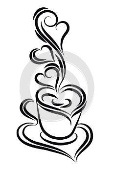 Black and white coffee cup .