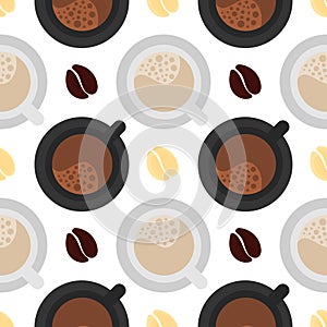 black and white coffee cup seamless pattern