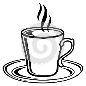 Black and white coffee tea cup icon