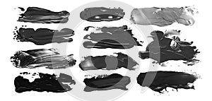 Collection of abstract acrylic brush strokes blots