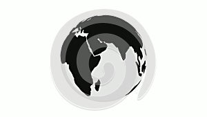 Black and white color 3d rotated earth in white background