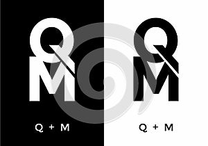 Black and white color of QM initial letter