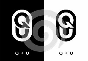 Black and white color of QU initial letter