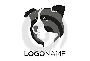 Black and White Color Simple Dog Head Logo Design