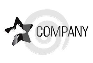 Black and White Color Star with Dog Head Logo Design