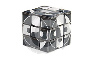 Black and white colored  cube a puzzle