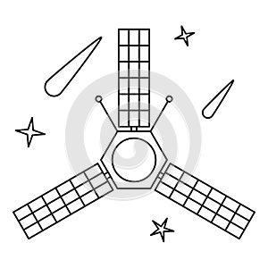 Black and white communication satellite in space