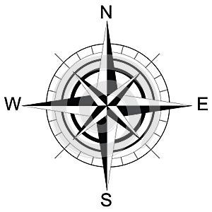 Black and white compass. Raster