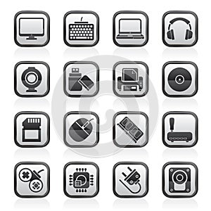 Black an white computer peripherals and accessories icons