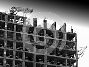 Black and white construction framework background