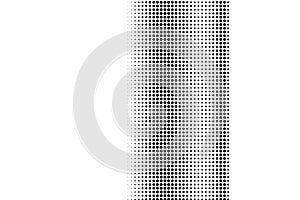 Black on white contrast halftone texture. Vertical dotwork gradient. Dotted vector background