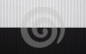 Black and white Corrugated metal sheet texture surface of the wall. Galvanize steel background.