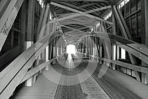 Black and White Covered Bridge