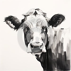 Black And White Cow: Minimalist Strokes And Bold Saturation Innovator