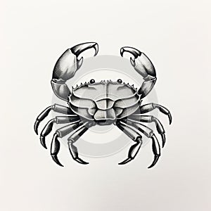 Black And White Crab Tattoo: Naturalistic Animal Art With Stark Simplicity