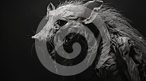 Black And White Creature With A Unique Zbrush Style Head