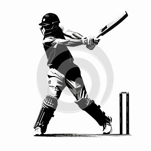 Black And White Cricket Player: Precision Painting By Adi Granov