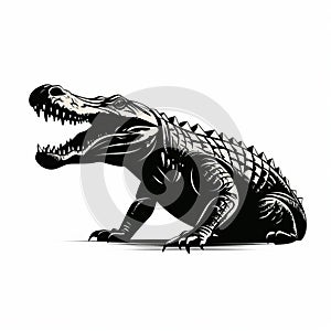 Black And White Crocodile Logo Vector Illustration