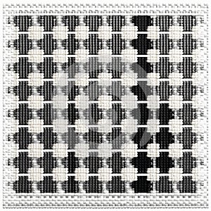 Black And White Cross Stitch Pattern With Chromatic Aberration And Grid Formations