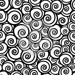 Black and white curls seamless pattern.