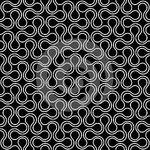 Black and white curved geometric seamless pattern