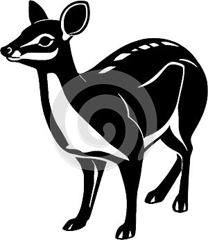 Black-white cute Chevrotain cartoon icons. Ai-generated.