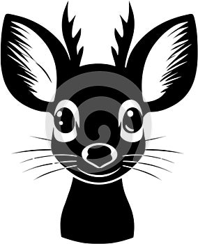 Black-white cute Chevrotain cartoon icons. Ai-generated.