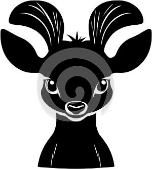 Black-white cute Chevrotain cartoon icons. Ai-generated.