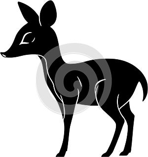 Black-white cute Chevrotain cartoon icons. Ai-generated.