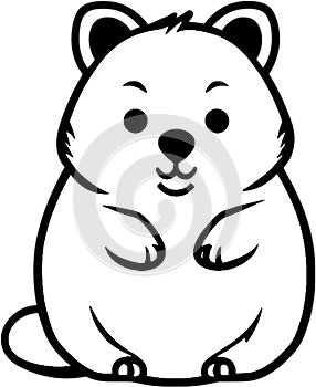 Black-white cute Quokka cartoon icons. Ai-generated.
