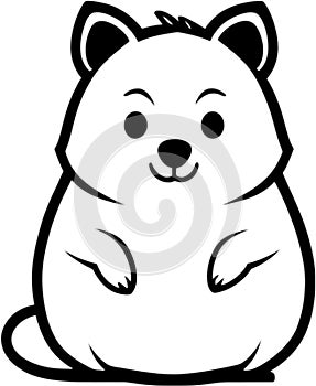 Black-white cute Quokka cartoon icons. Ai-generated.
