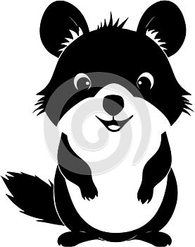 Black-white cute Quokka cartoon icons. Ai-generated.