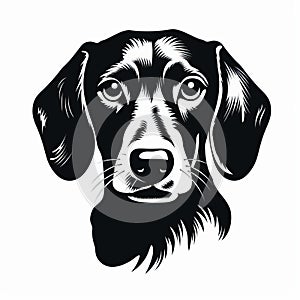 Black And White Dachshund Dog Head Graphic Design Illustration