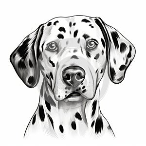 Black And White Dalmatian Illustration: Realistic Portrait Tattoo Motifs