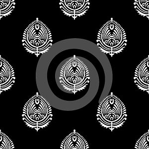 Black and white damask wallpaper pattern