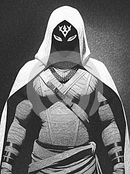 black and white of dark evil man cartoon